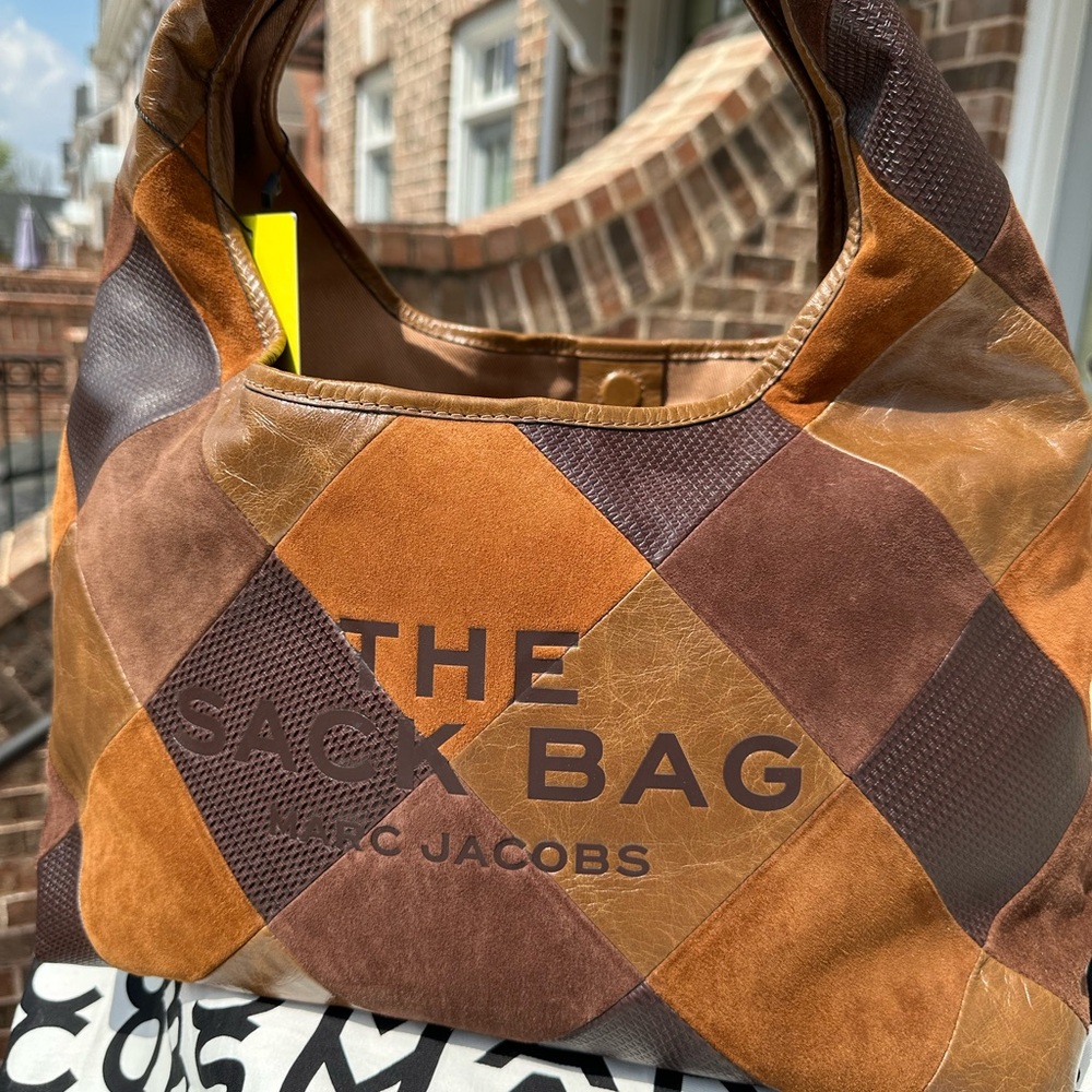 Marc Jacobs Patchwork Suede & Leather Hobo in Brown and Tan NWT - Picture 7 of 9